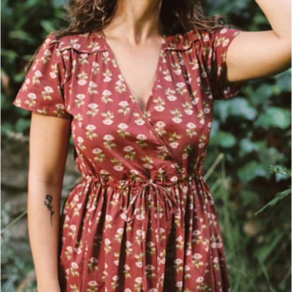 Christy Dawn Antique Lotus Red Simple Dawn Dress